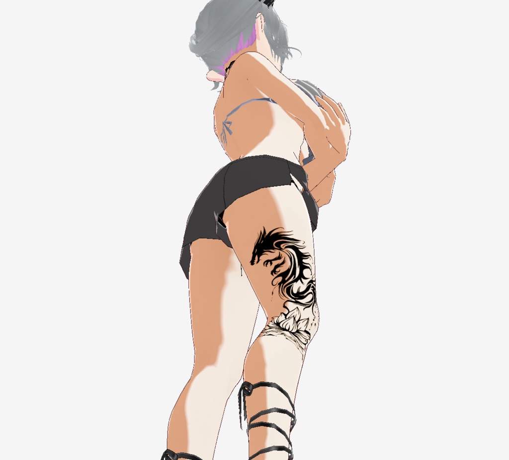 ハスの花のドラゴン - vroidテクスチャ-トライバル風タトゥー - 高解像度png or ai(ベクター)-Yatanoctis