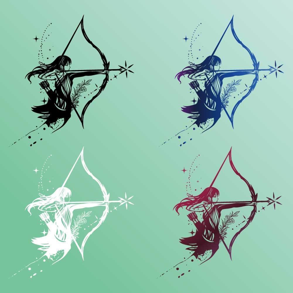 Artemis’ Whisper - アルテミスの囁き - 輝きと弓のタトゥー - 高解像度png or ai