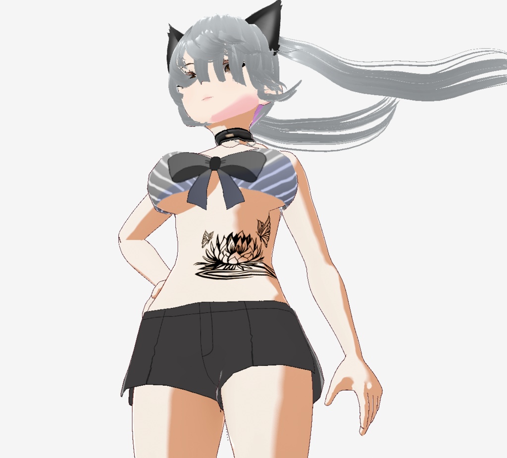 Soul Flutter - ハスの花と蝶々のトライバルタトゥー - vroidテクスチャ - 高解像度png or ai(ベクター)