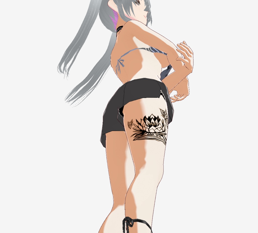 Soul Flutter - ハスの花と蝶々のトライバルタトゥー - vroidテクスチャ - 高解像度png or ai(ベクター)