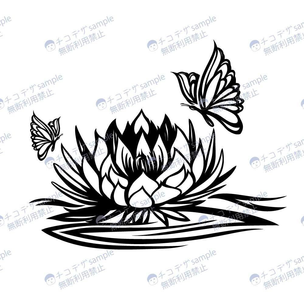 Soul Flutter - ハスの花と蝶々のトライバルタトゥー - vroidテクスチャ - 高解像度png or ai(ベクター)