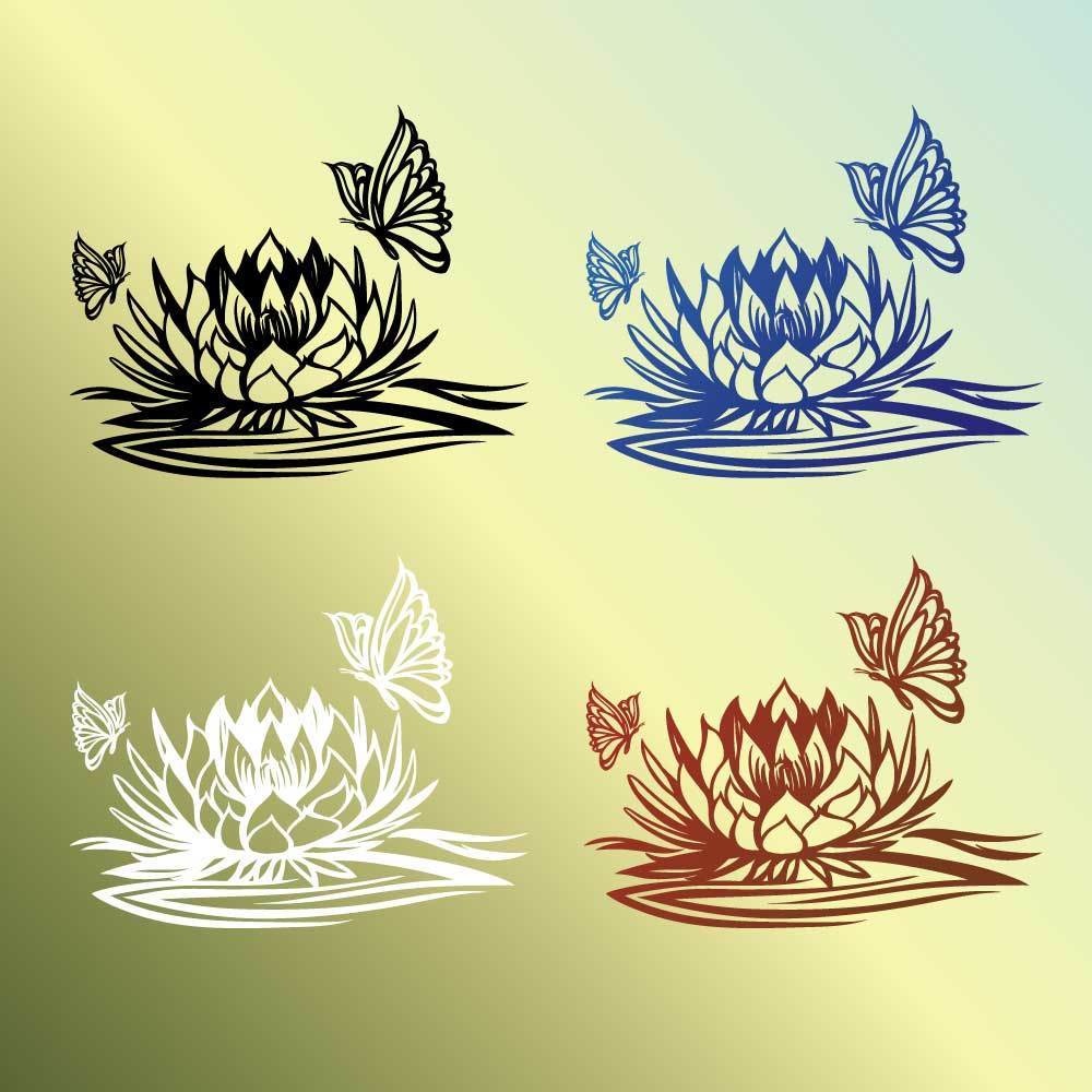 Soul Flutter - ハスの花と蝶々のトライバルタトゥー - vroidテクスチャ - 高解像度png or ai(ベクター)