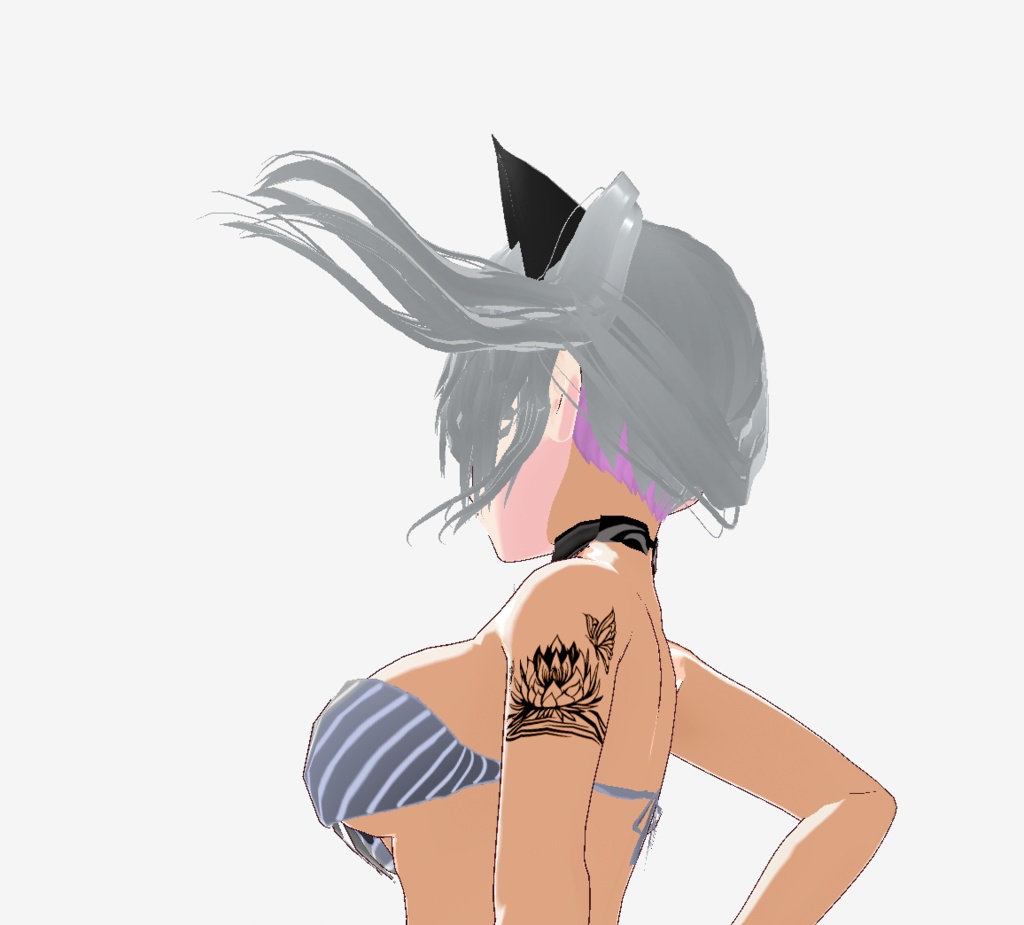 Soul Flutter - ハスの花と蝶々のトライバルタトゥー - vroidテクスチャ - 高解像度png or ai(ベクター)