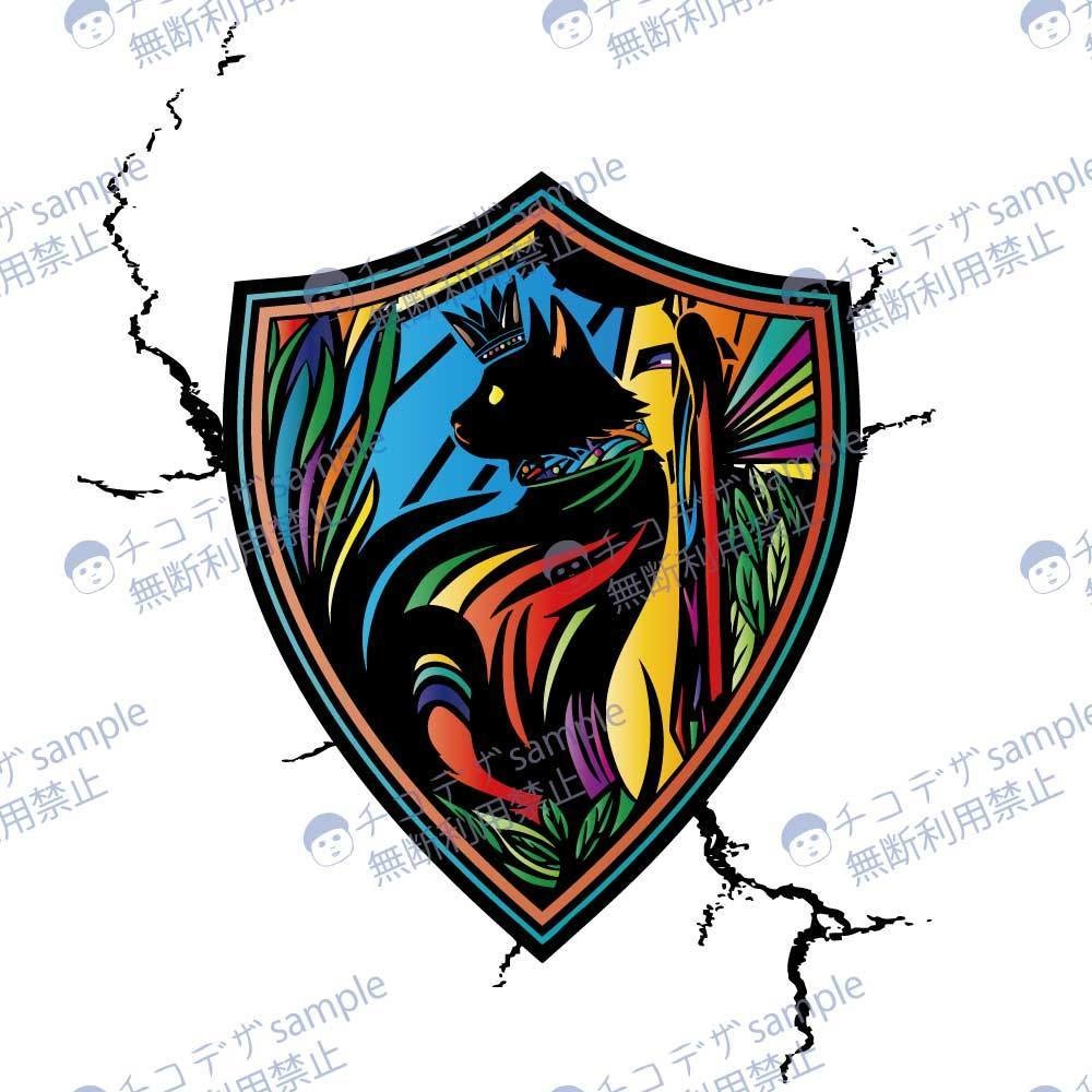 七彩の守り猫バステトエンブレム - vroidテクスチャ - 高解像度png or ai(ベクター)