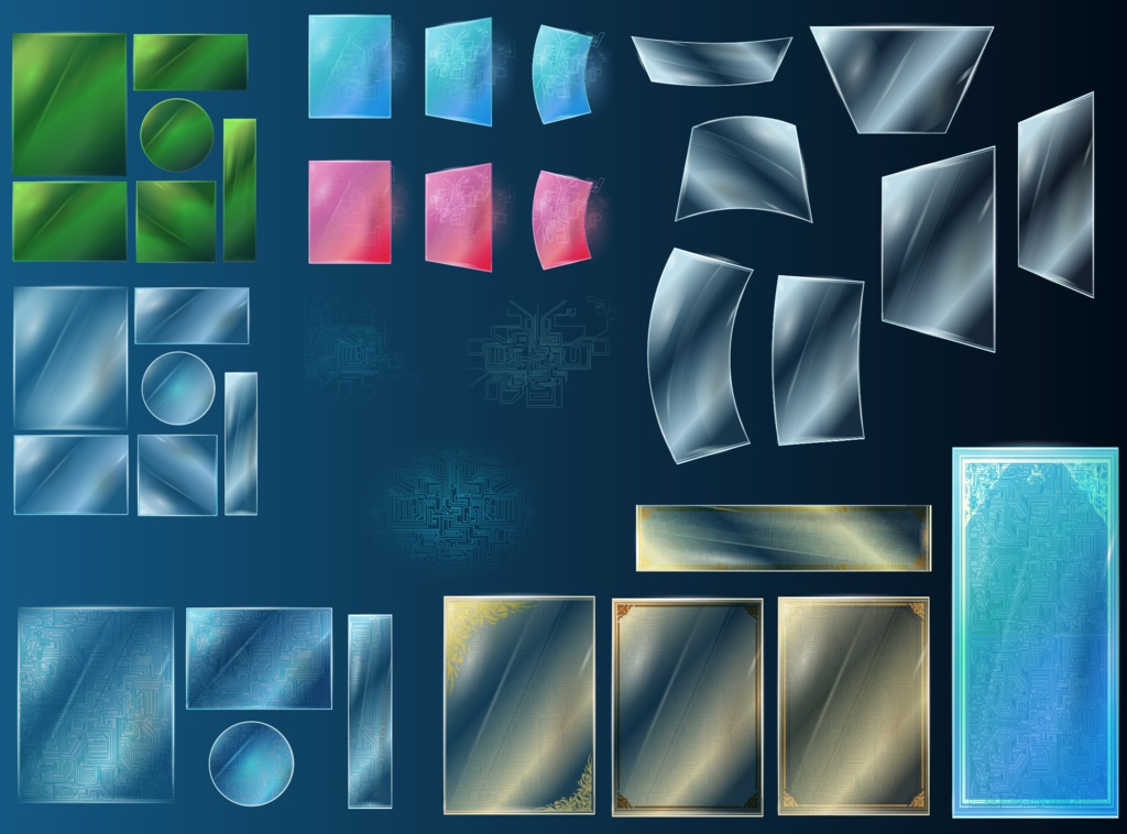 透明ガラスのサイバーパンクフレーム・背景素材 - ココフォリア部屋・TRPGなどに - 高解像度png or ai(ベクター)