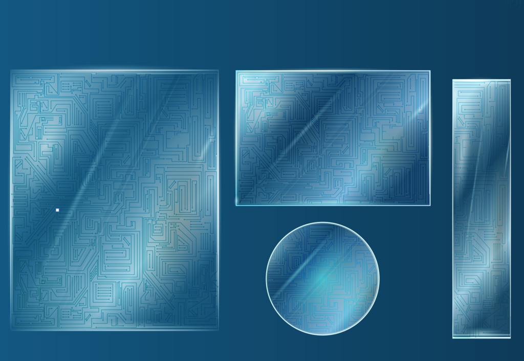 透明ガラスのサイバーパンクフレーム・背景素材 - ココフォリア部屋・TRPGなどに - 高解像度png or ai(ベクター)