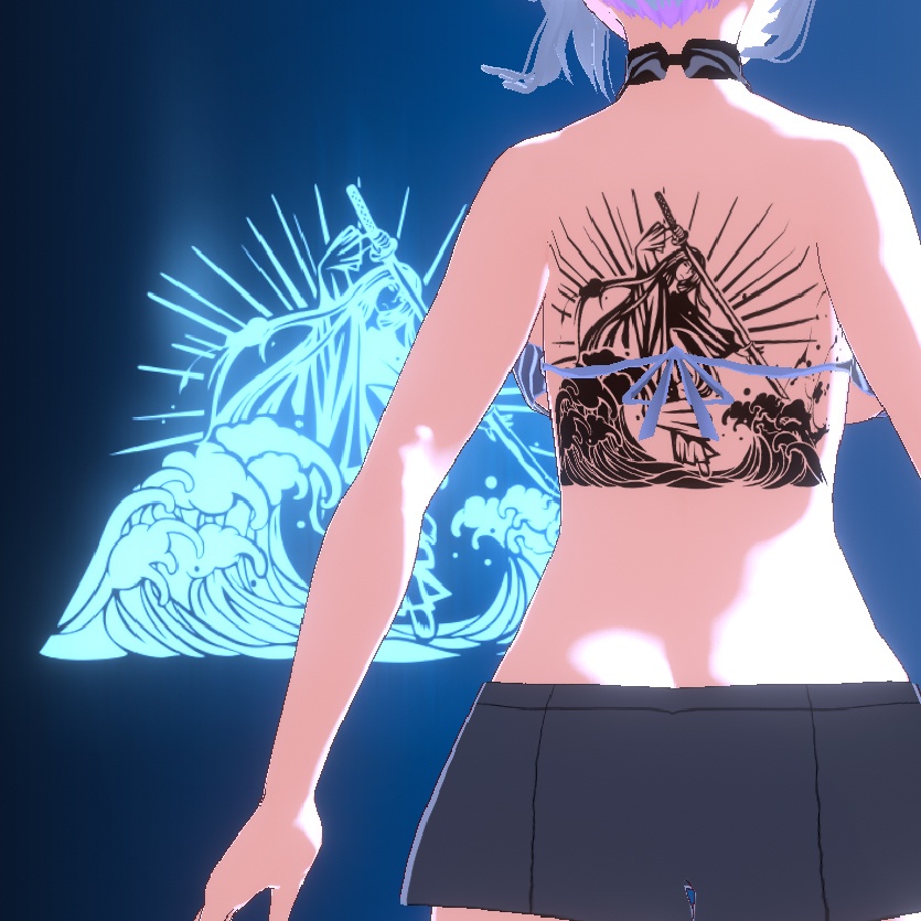 Radiant Storm Susanoo天叢雲を持つスサノオと波の和風タトゥー- Dark Sings