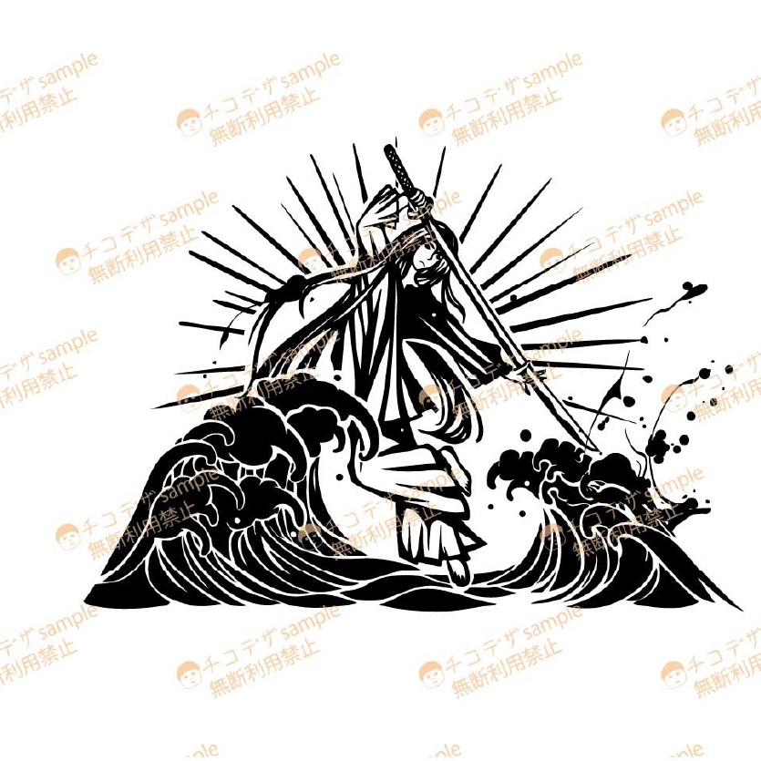 Radiant Storm Susanoo天叢雲を持つスサノオと波の和風タトゥー- Dark Sings