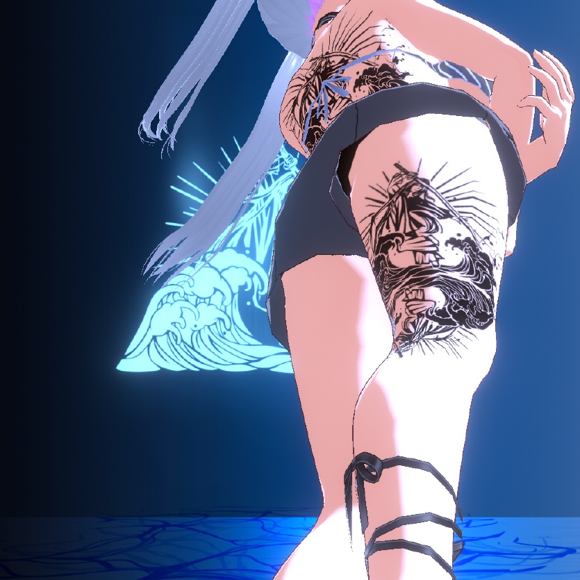 Radiant Storm Susanoo天叢雲を持つスサノオと波の和風タトゥー- Dark Sings