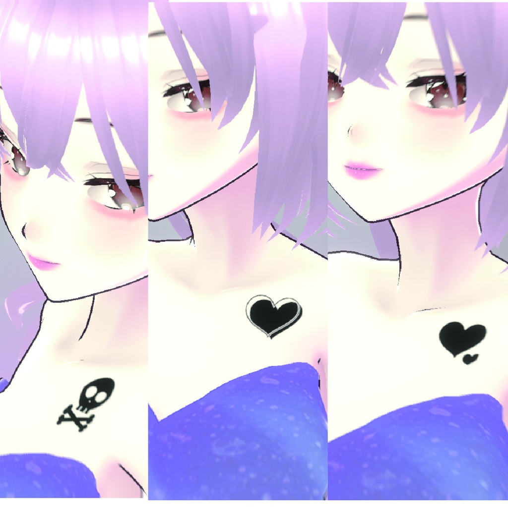 可愛いワンポイントタトゥー集16種類 - vroidテクスチャと背景透過の高解像度png or ai(ベクター)