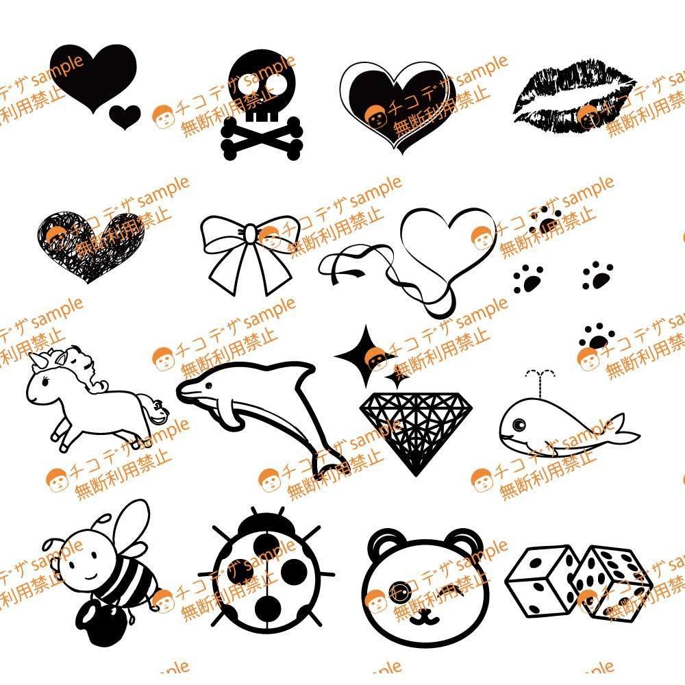 可愛いワンポイントタトゥー集16種類 - vroidテクスチャと背景透過の高解像度png or ai(ベクター)