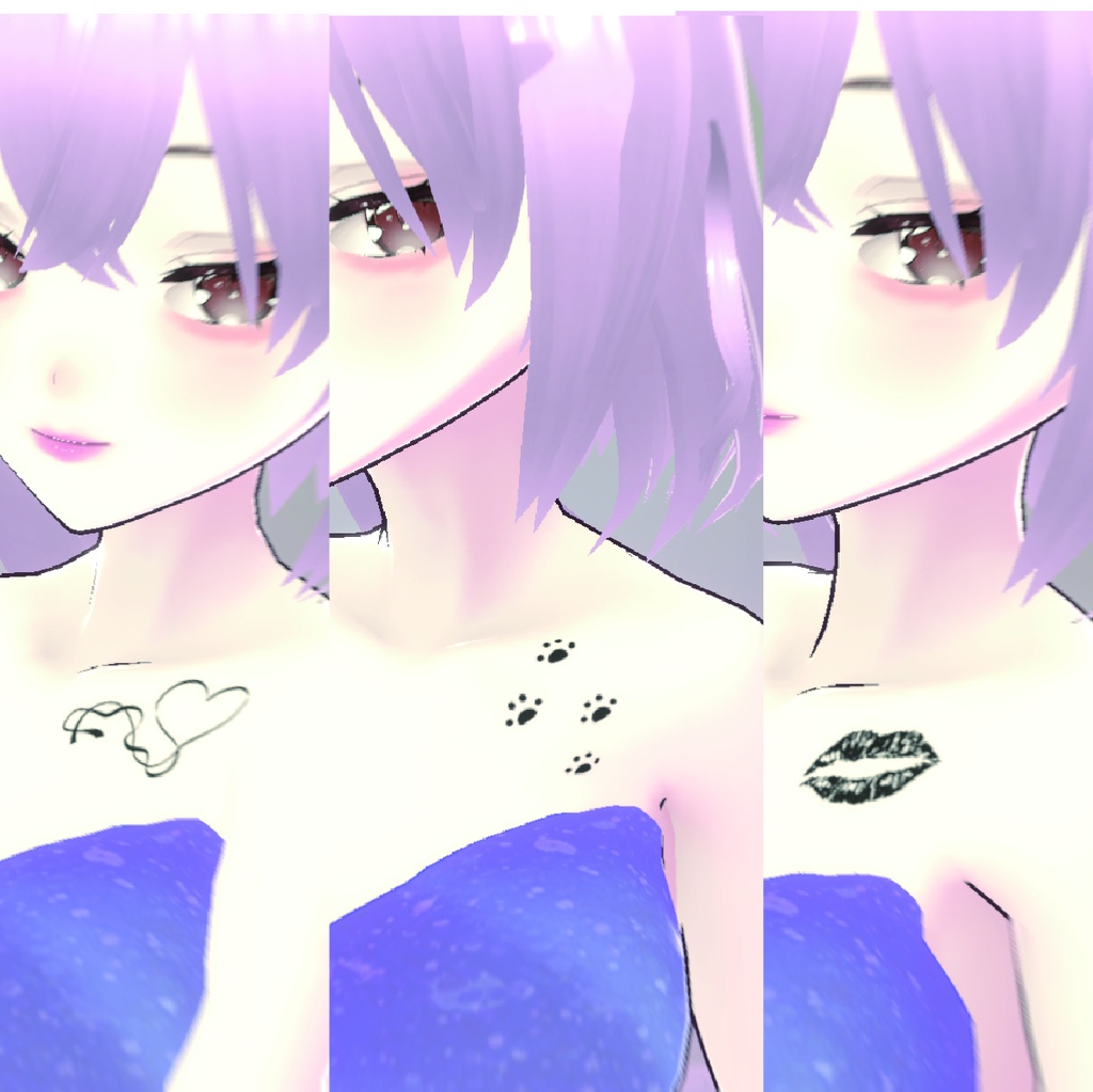 可愛いワンポイントタトゥー集16種類 - vroidテクスチャと背景透過の高解像度png or ai(ベクター)