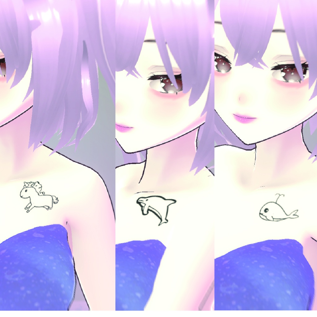 可愛いワンポイントタトゥー集16種類 - vroidテクスチャと背景透過の高解像度png or ai(ベクター)