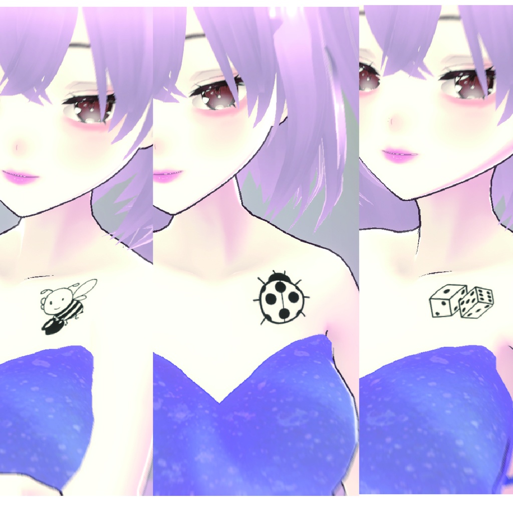 可愛いワンポイントタトゥー集16種類 - vroidテクスチャと背景透過の高解像度png or ai(ベクター)