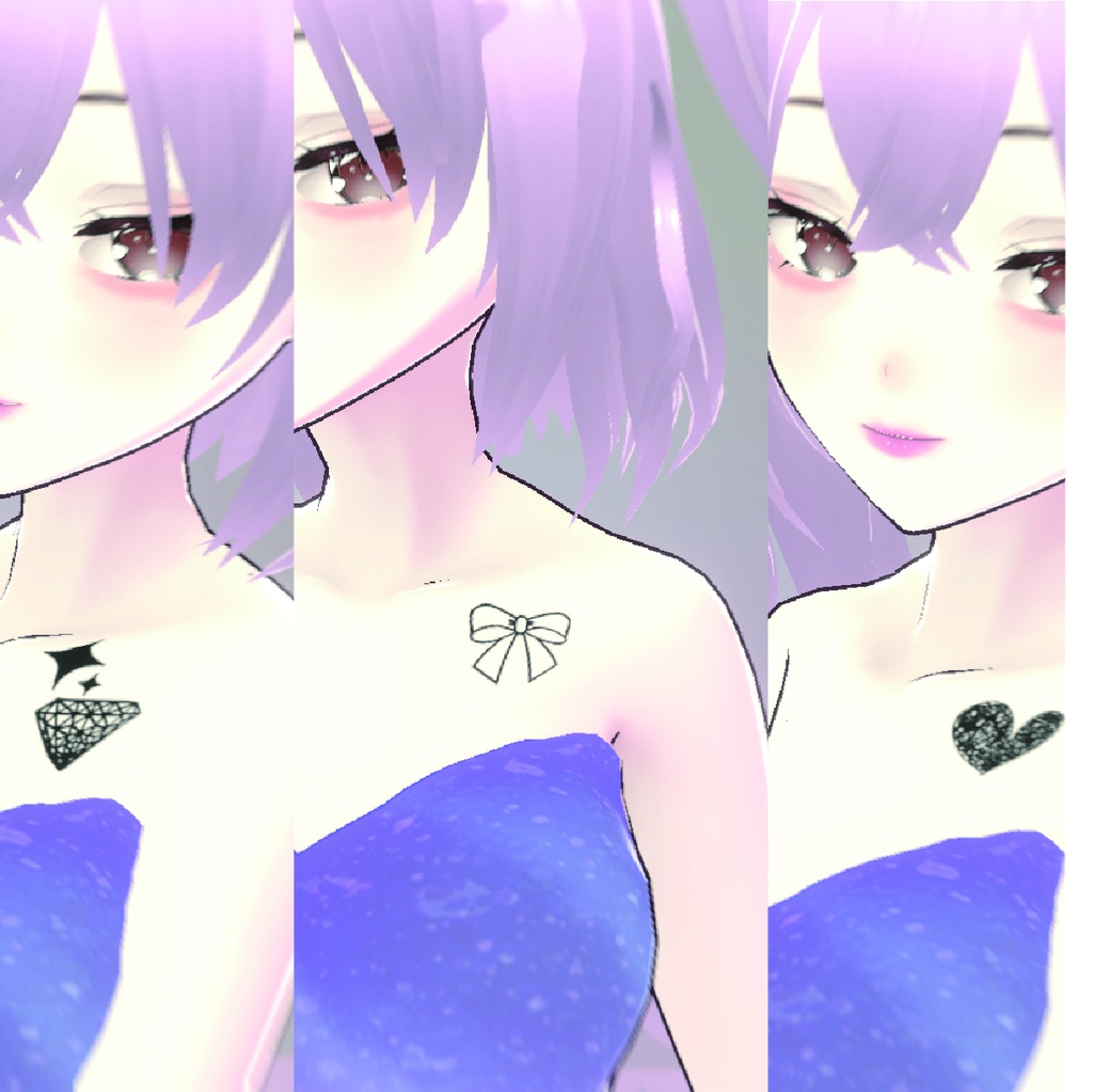 可愛いワンポイントタトゥー集16種類 - vroidテクスチャと背景透過の高解像度png or ai(ベクター)