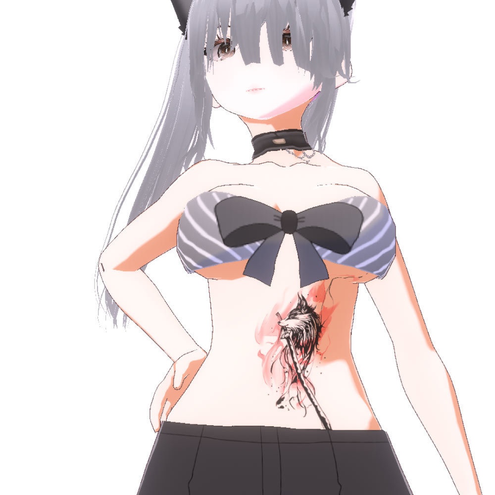 炎舞狐刃- 炎を纏った狐の和風タトゥー -vroidテクスチャと高解像度透過png - Yatanoctis