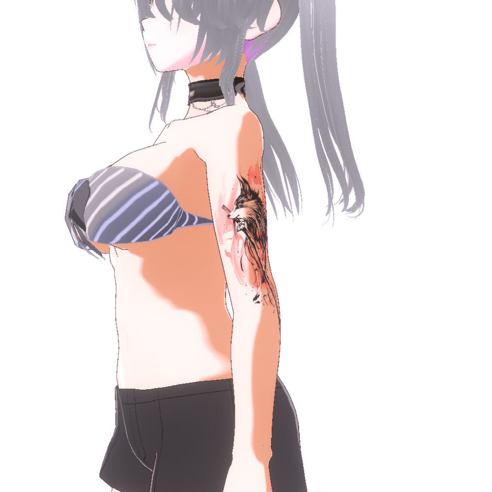 炎舞狐刃- 炎を纏った狐の和風タトゥー -vroidテクスチャと高解像度透過png - Yatanoctis