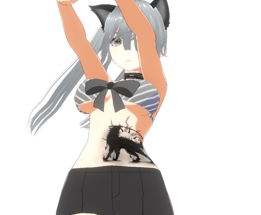 黒刃の剣狼 - 黒狼の墨絵タトゥー vroidテクスチャ・高解像度PNG - Yatanoctis