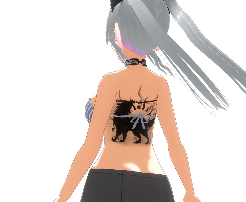 黒刃の剣狼 - 黒狼の墨絵タトゥー vroidテクスチャ・高解像度PNG - Yatanoctis