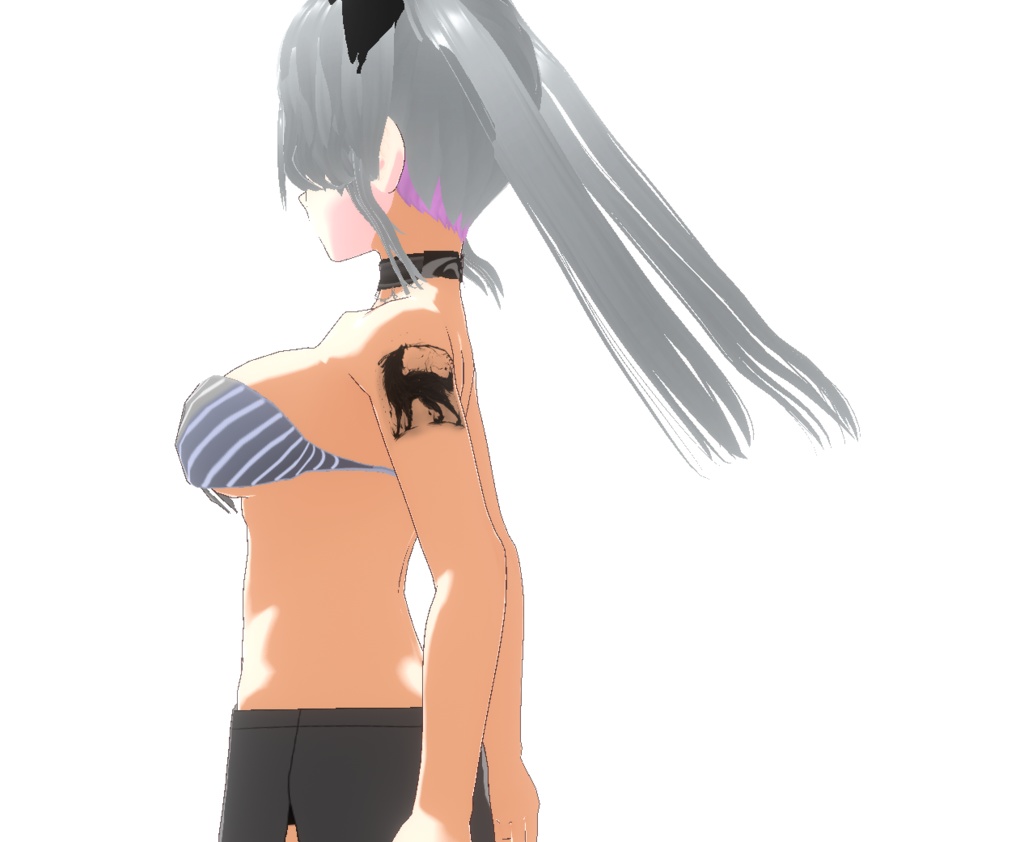 黒刃の剣狼 - 黒狼の墨絵タトゥー vroidテクスチャ・高解像度PNG - Yatanoctis