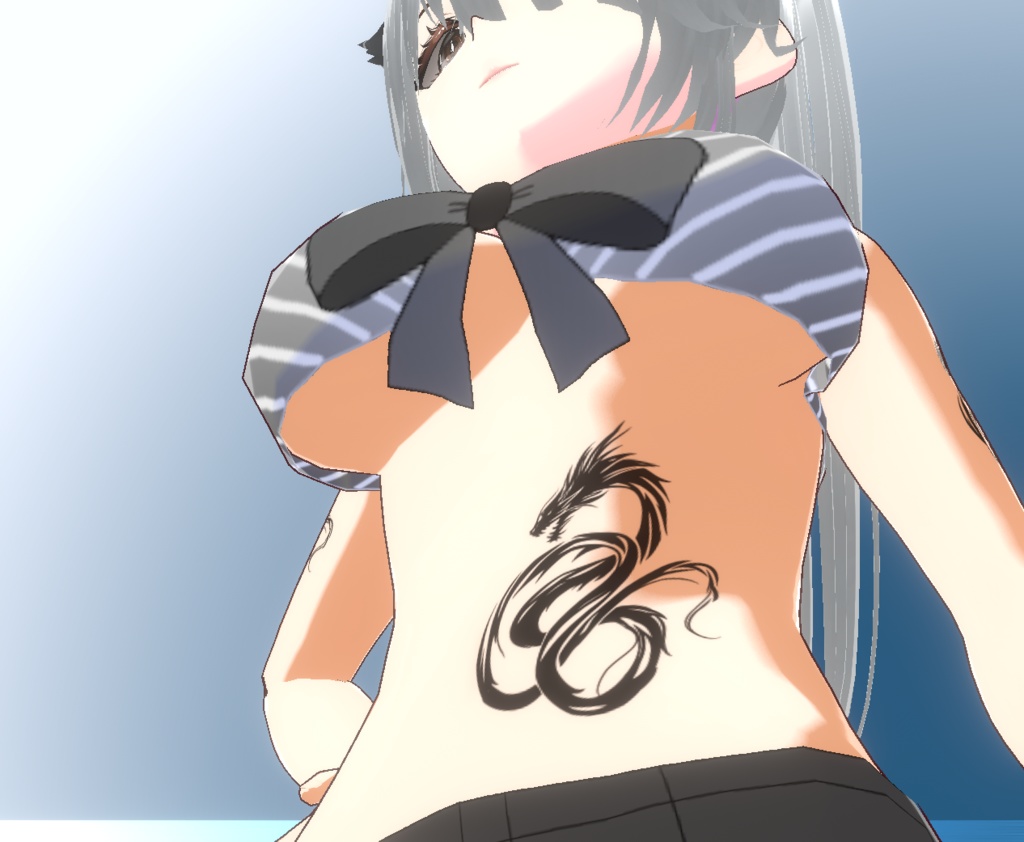 竜殺の刻印-ドラゴンのトライバルタトゥー vroidテクスチャ・高解像度PNG or ai(ベクター)