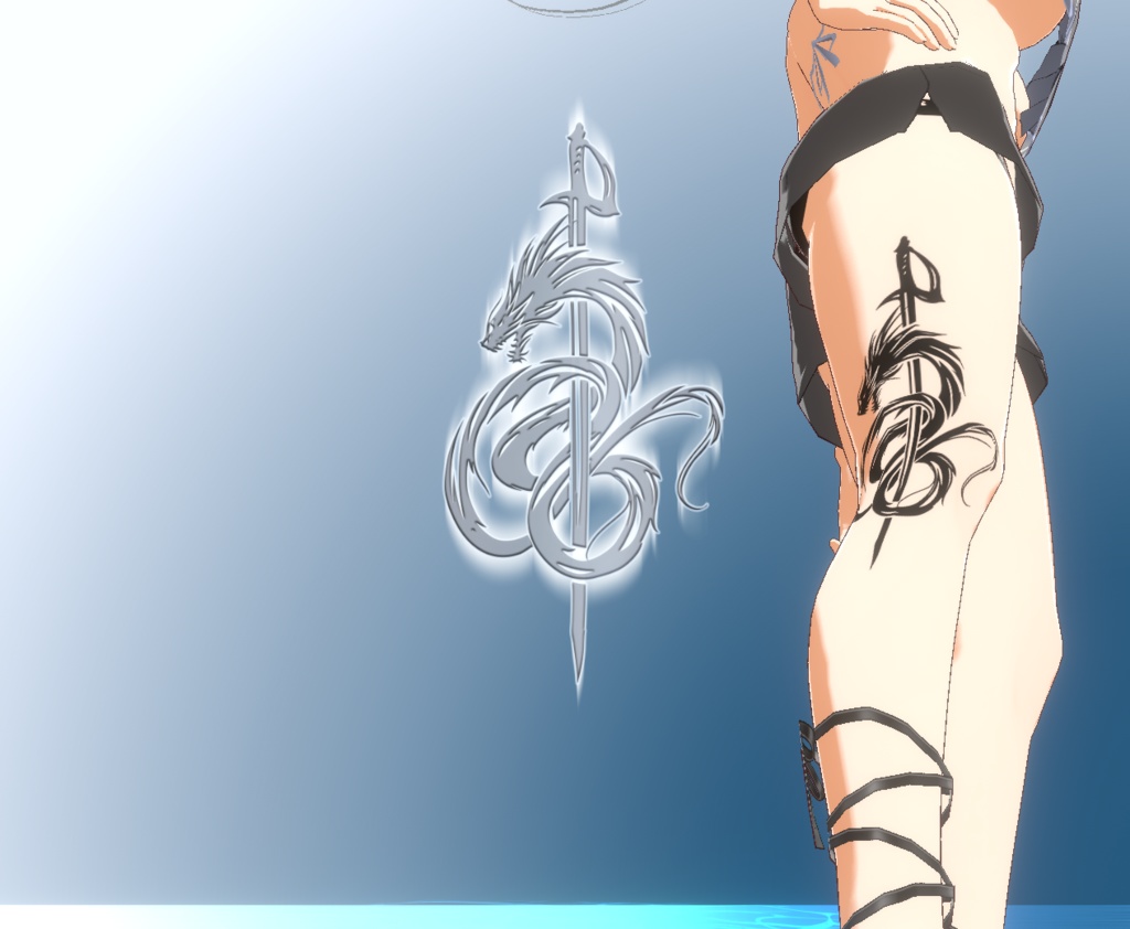 竜殺の刻印-ドラゴンのトライバルタトゥー vroidテクスチャ・高解像度PNG or ai(ベクター)