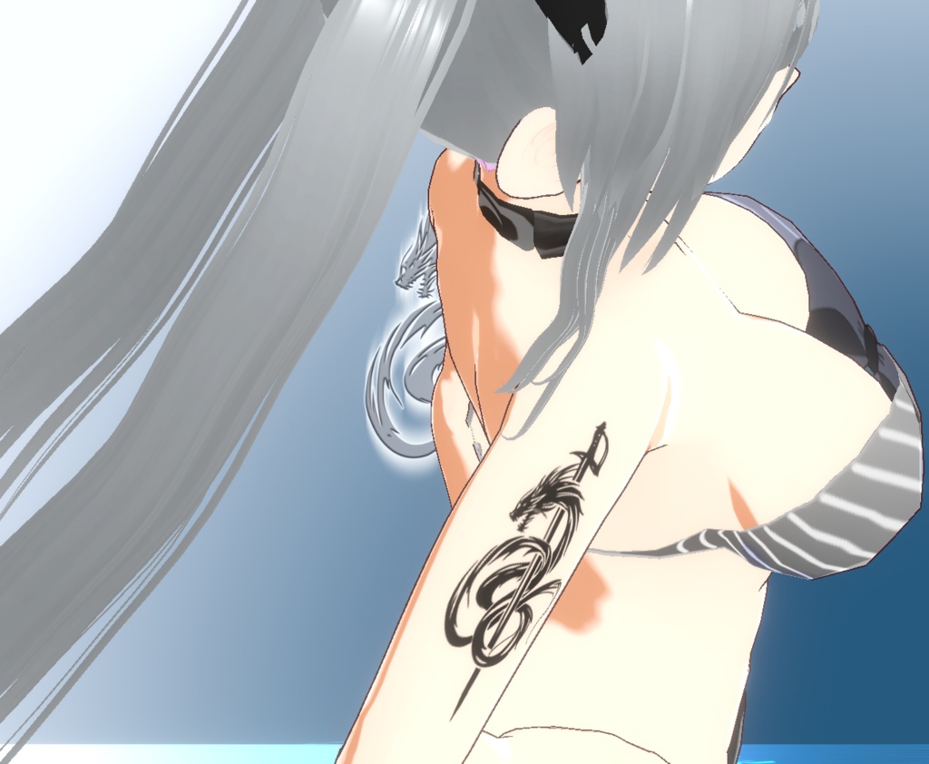 竜殺の刻印-ドラゴンのトライバルタトゥー vroidテクスチャ・高解像度PNG or ai(ベクター)