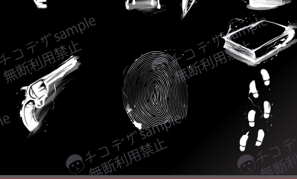 影を読む探偵録 - 墨絵のTRPG・ココフォリア素材全56種類(白・黒)