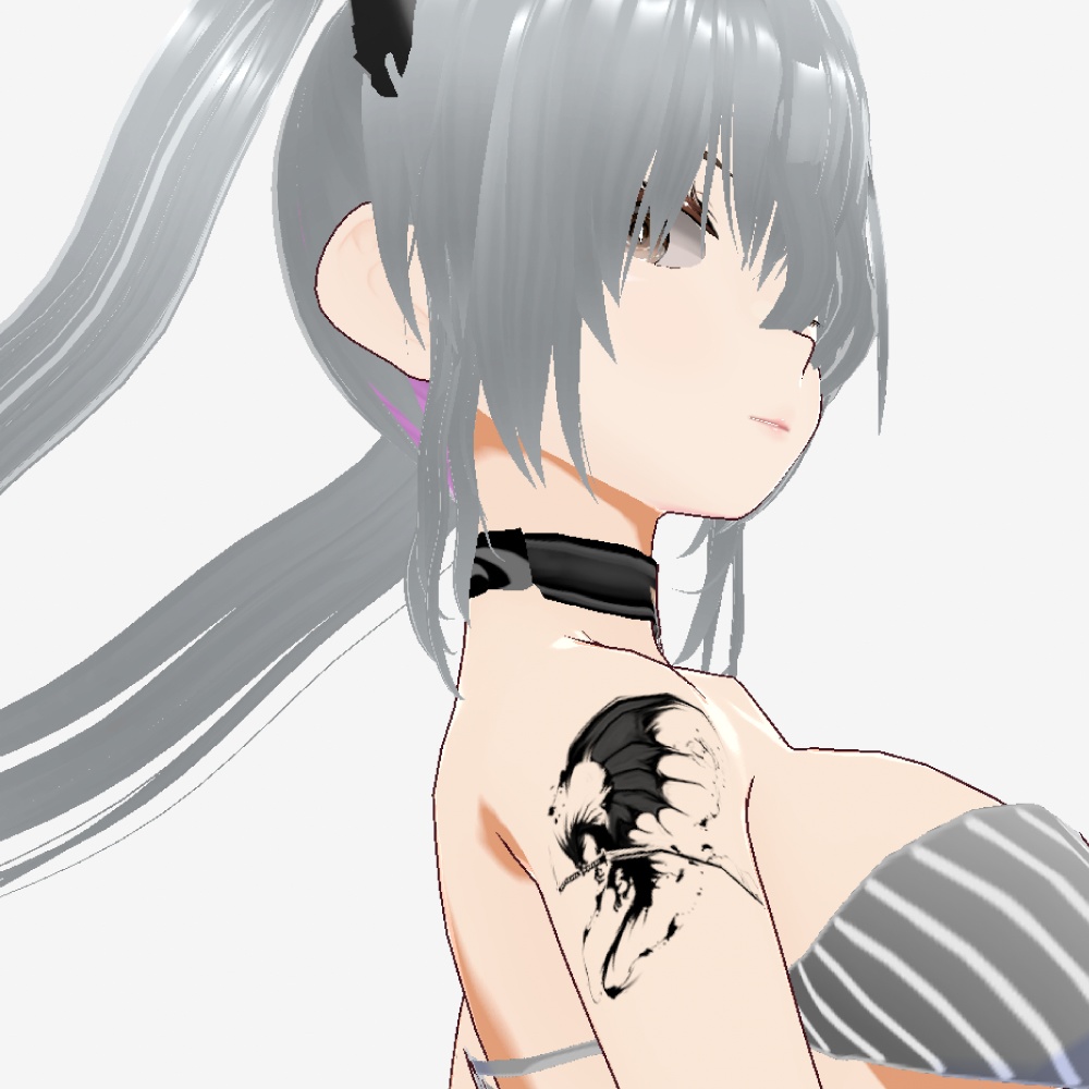 BLACK SIGIL WYRM 翼龍の墨絵タトゥー - vroidテクスチャ - Yatanoctis