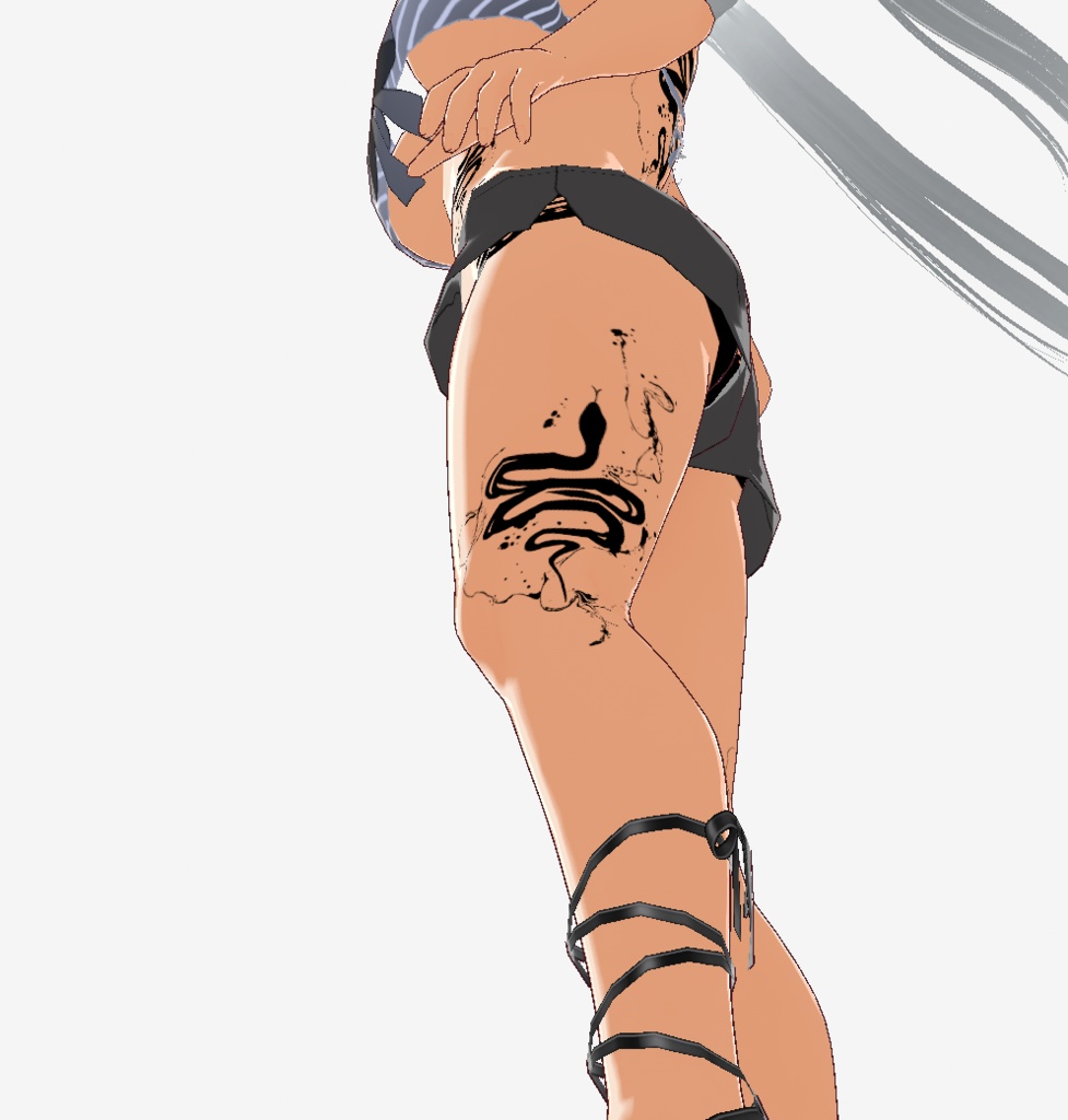 蛇の墨絵タトゥー - vroidテクスチャ+高解像度png or ai(ベクター)白・黒