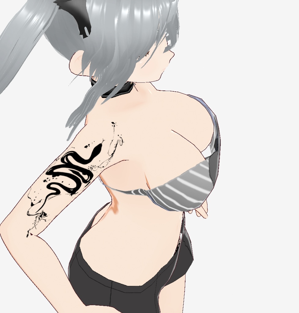 蛇の墨絵タトゥー - vroidテクスチャ+高解像度png or ai(ベクター)白・黒