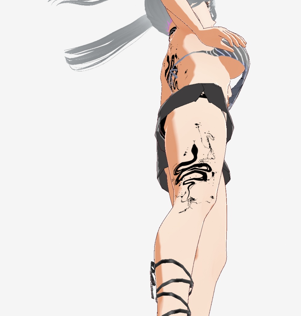 蛇の墨絵タトゥー - vroidテクスチャ+高解像度png or ai(ベクター)白・黒