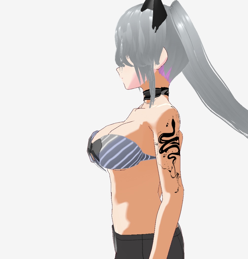 蛇の墨絵タトゥー - vroidテクスチャ+高解像度png or ai(ベクター)白・黒