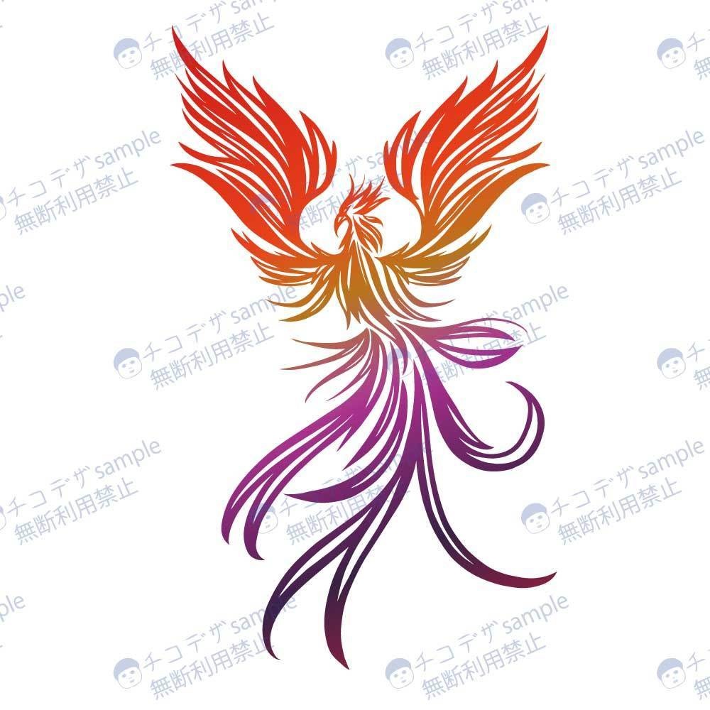 トライバルフェニックスのタトゥー - 赤・青・緑・黒 - 高解像度png or ai(ベクター)