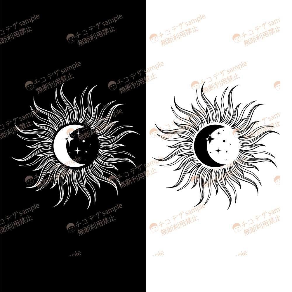 太陽と月のトライバルアートデザイン - 全10種(白・黒)vrchat想定・vroidテクスチャ