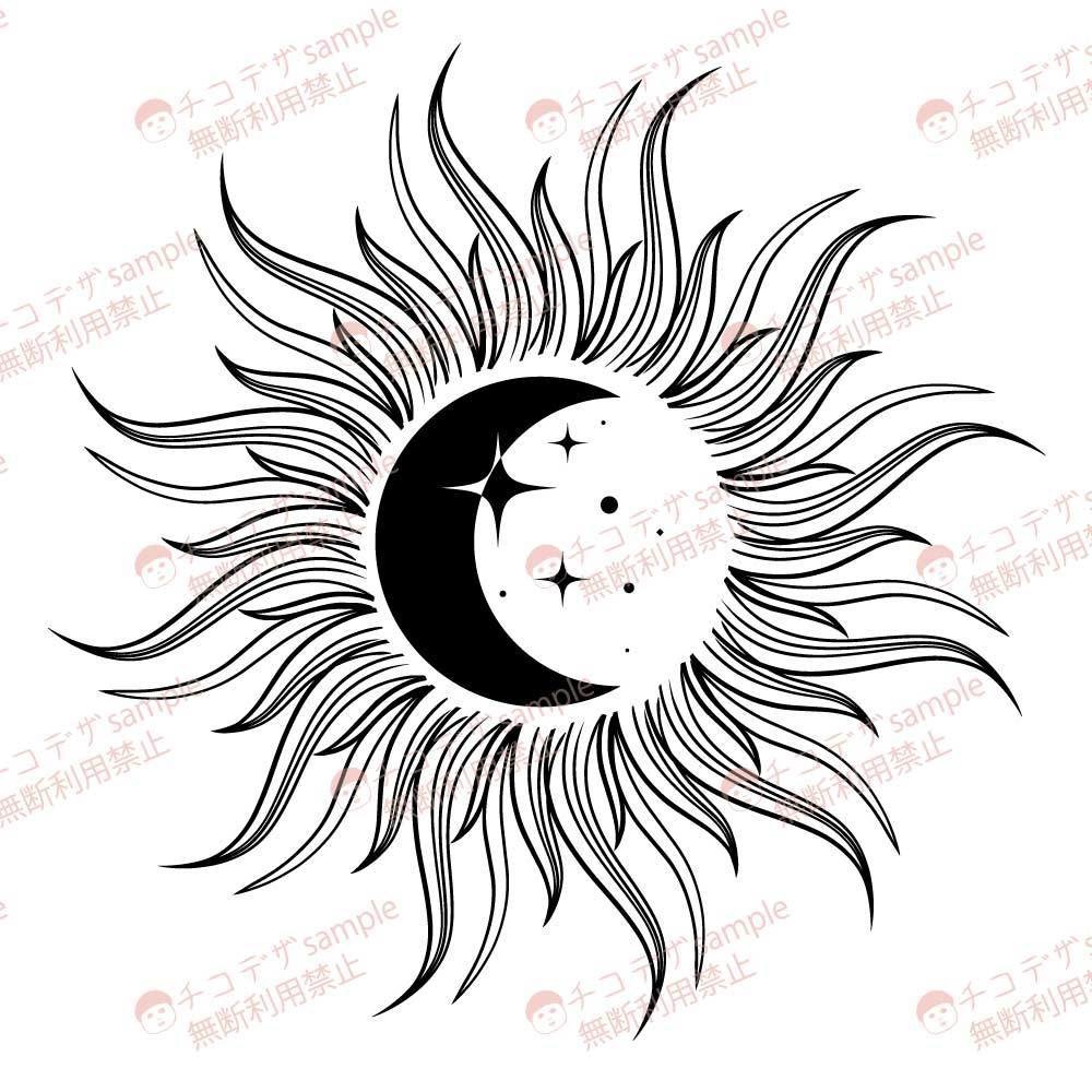 太陽と月のトライバルアートデザイン - 全10種(白・黒)vrchat想定・vroidテクスチャ