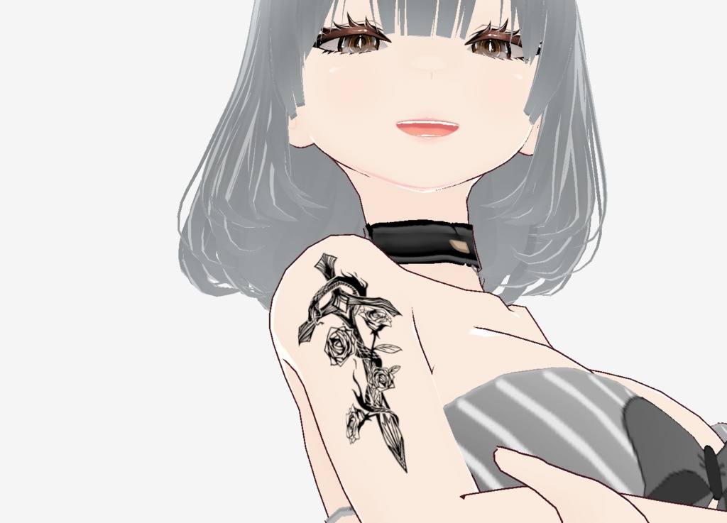 祈りの守護と蛇とバラとロザリオのタトゥー Viper Rosary - vroidテクスチャ&高解像度png