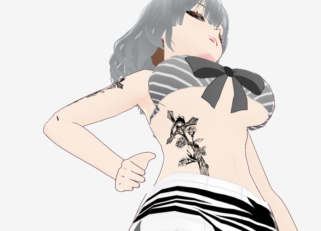 祈りの守護と蛇とバラとロザリオのタトゥー Viper Rosary - vroidテクスチャ&高解像度png