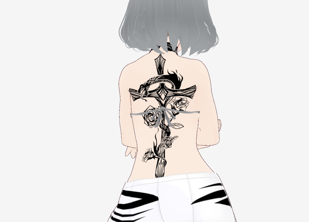 祈りの守護と蛇とバラとロザリオのタトゥー Viper Rosary - vroidテクスチャ&高解像度png