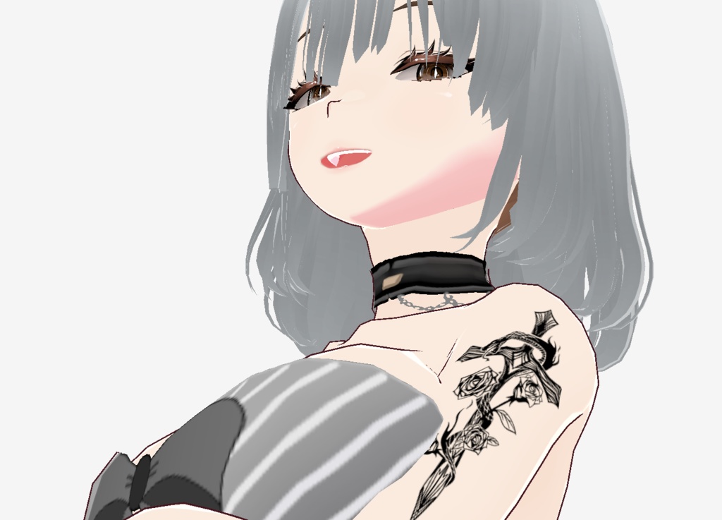 祈りの守護と蛇とバラとロザリオのタトゥー Viper Rosary - vroidテクスチャ&高解像度png