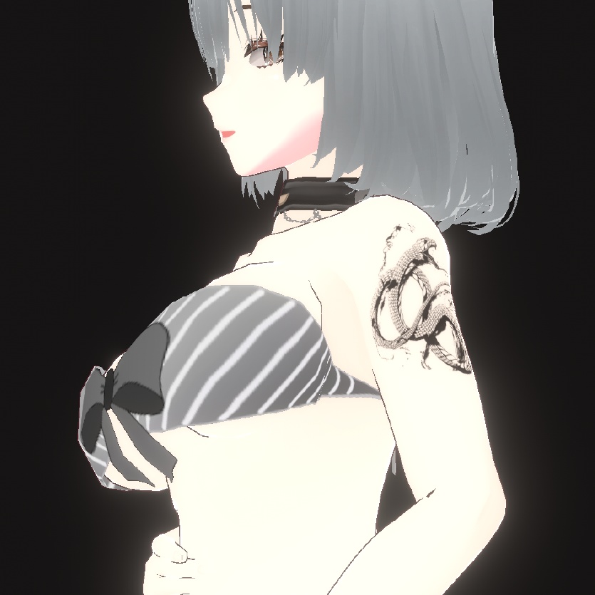 ブラックマンバの蛇タトゥー - Mamba Reign- vroidテクスチャ・高解像度PNG-Yatanoctis