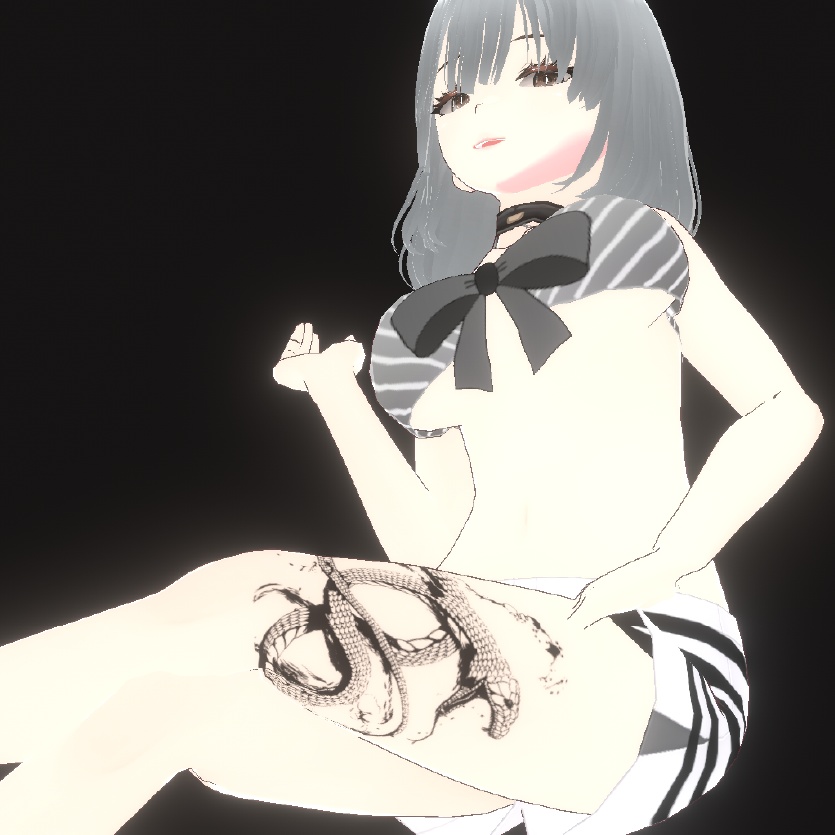 ブラックマンバの蛇タトゥー - Mamba Reign- vroidテクスチャ・高解像度PNG-Yatanoctis