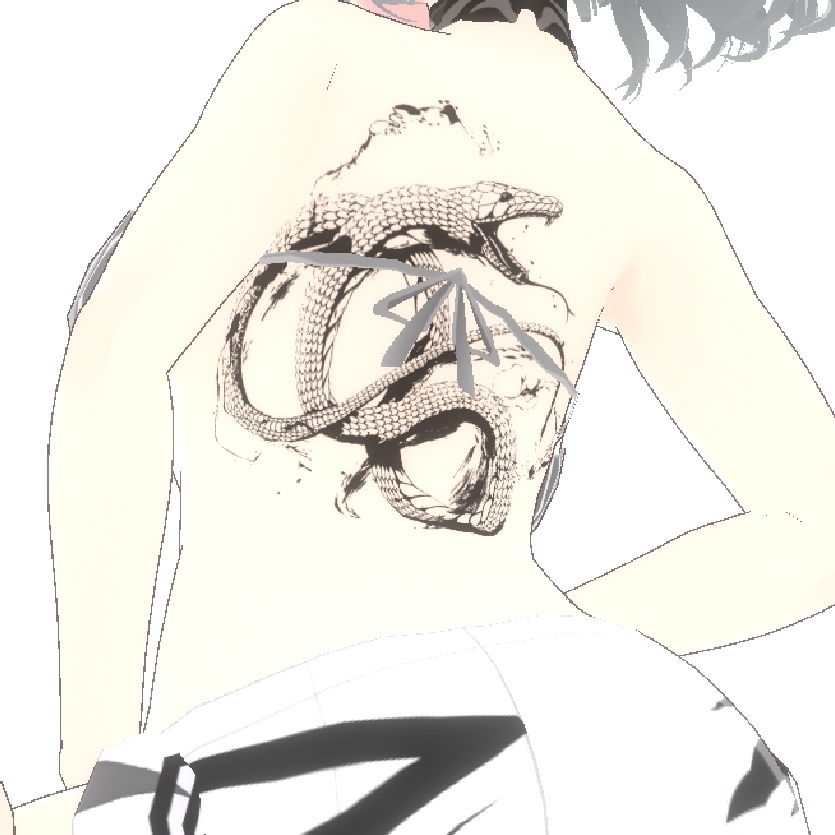 ブラックマンバの蛇タトゥー - Mamba Reign- vroidテクスチャ・高解像度PNG-Yatanoctis