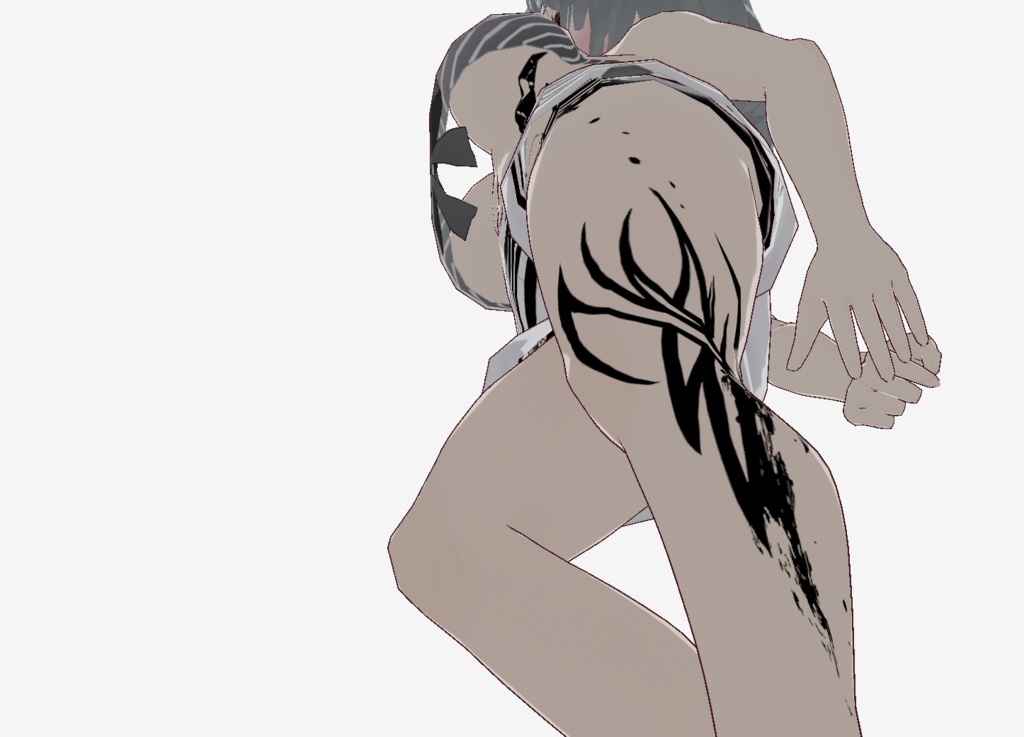 墨狼のタトゥーデカールセット - 墨絵のVRoidテクスチャ - 高解像度png or ベクター