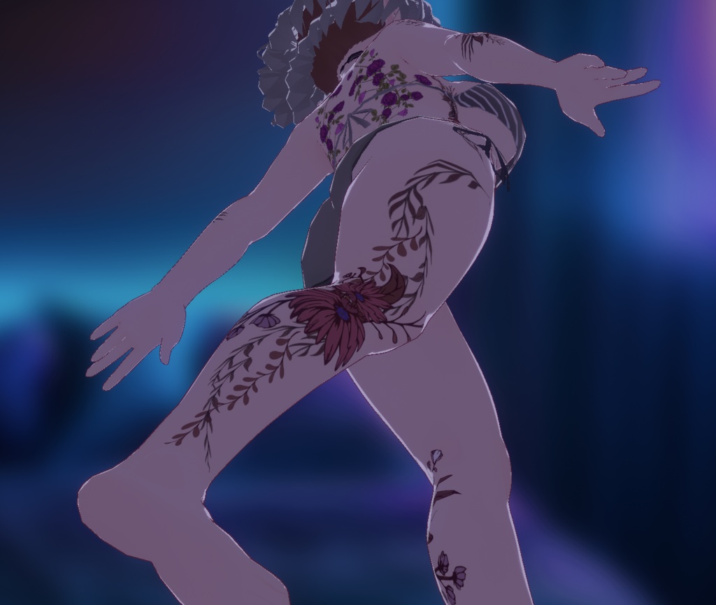 フローラル花のタトゥーテクスチャセット- VRoidテクスチャと高解像度png