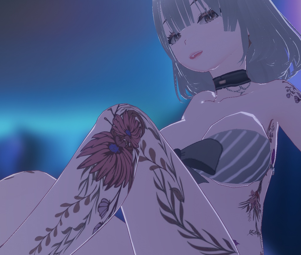 フローラル花のタトゥーテクスチャセット- VRoidテクスチャと高解像度png