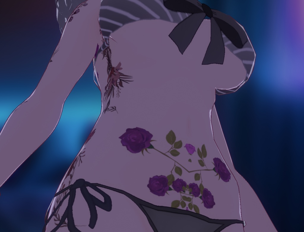 フローラル花のタトゥーテクスチャセット- VRoidテクスチャと高解像度png