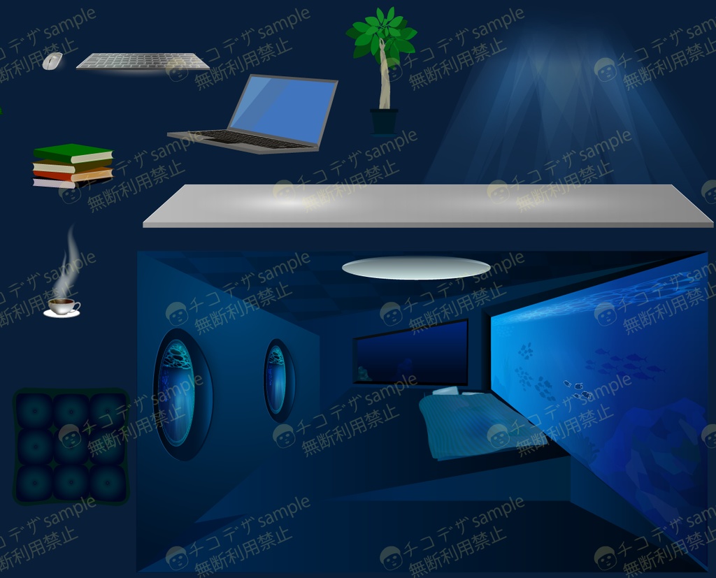 深海と地下の怪しい部屋 - 配信・TRPGココフォリアの部屋背景素材セット