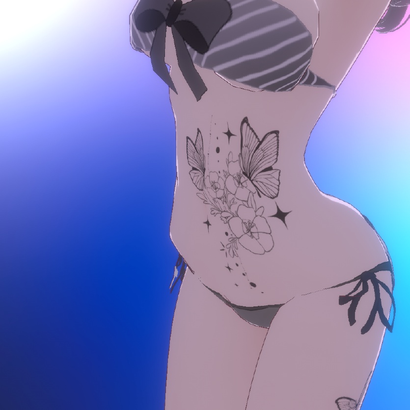 蝶々とネモフィラのタトゥーデカール3点セット - Dark Sings