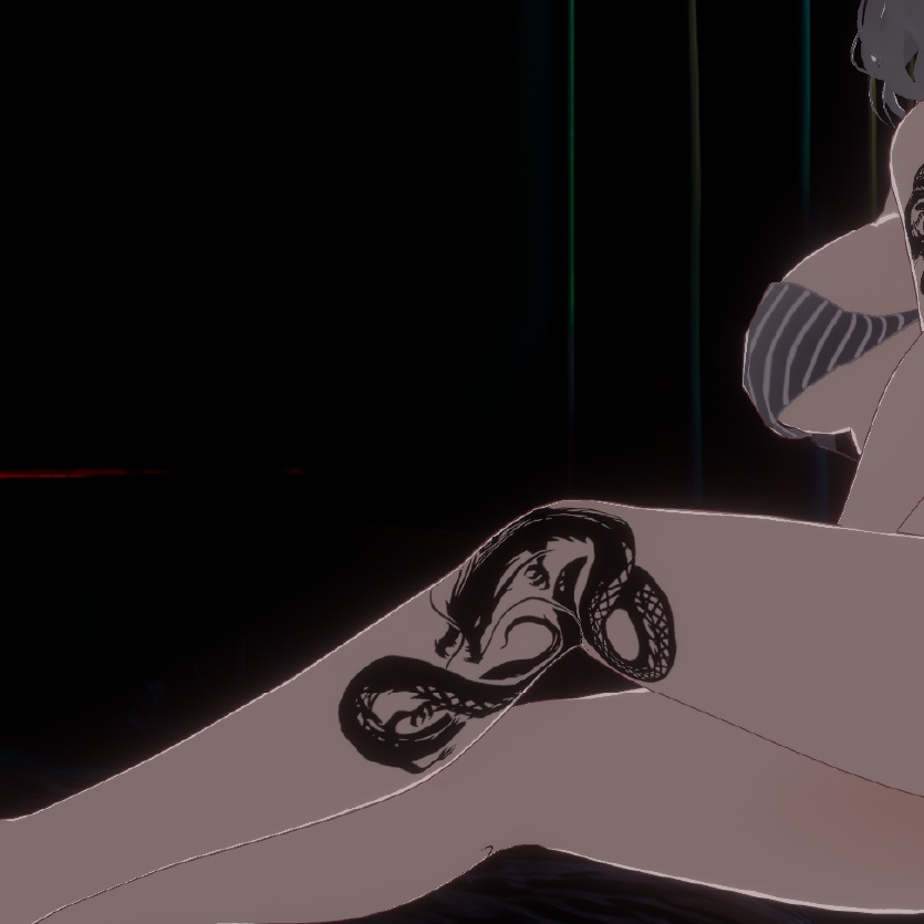 うねる黒龍のタトゥーデカール - VROidテクスチャ - 高解像度png/ベクター - Dark Sings